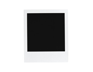 Square instant photo frame with a white border and empty black center.