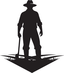 Premium vector silhouette of a farmer on white background. 