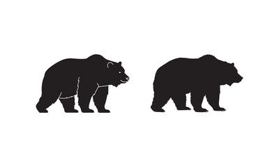 Fototapeta premium Bear standing silhouette vector black color silhouette