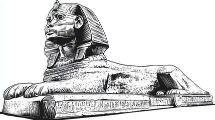 Great Sphinx of Giza, iconic ancient Egyptian architecture, detailed vector illustration, clean lines, professional art style