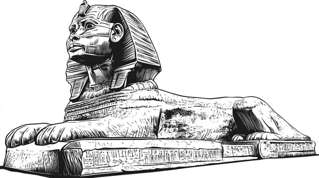 Great Sphinx of Giza, iconic ancient Egyptian architecture, detailed vector illustration, clean lines, professional art style