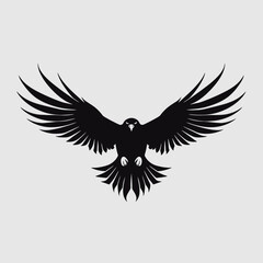 Obraz premium Eagle logo wings black silhouette bird animal falcon hawk fly freedom predator nature design graphic vector