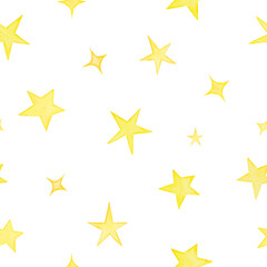 Cute watercolor illustration. Seamless pattern of stars.