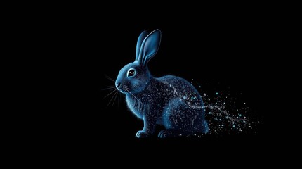 Mystical blue rabbit shedding stardust