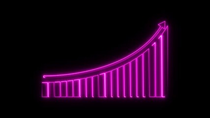 neon line Finance business graph chart with up-arrow. Hi-tech style business concept technology chart growing line chart graph - business development competition