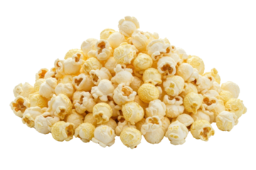 Pile of  salty popcorns isolated background