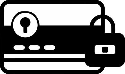 Fototapeta premium Credit Card With Lock Silhouette Vector Illustration