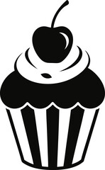 Cupcake With Cherry Silhouette Vector Illustration
