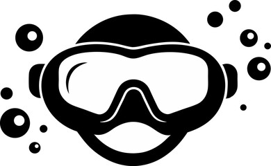Diving Mask With Bubbles Silhouette Vector Illustration