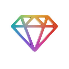 Vibrant Diamond Outline with Gradient Hues, Shining on a White Canvas, a Symbol of Value and Refined Design, Embodying Brilliance