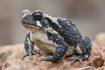 Obraz premium Close-Up of a Japanese Common Toad on a Rock, Illustrating Wildlife Conservation and Environmental Awareness in a Natural Habitat : Generative AI