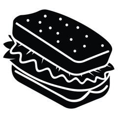Delicious Sandwich Icon Simple Black and White Illustration of a Tasty Sandwich