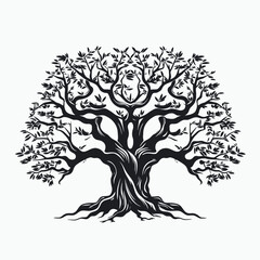Obraz premium Tree vector illustration silhouette nature plant forest graphic design element art black isolated drawing
