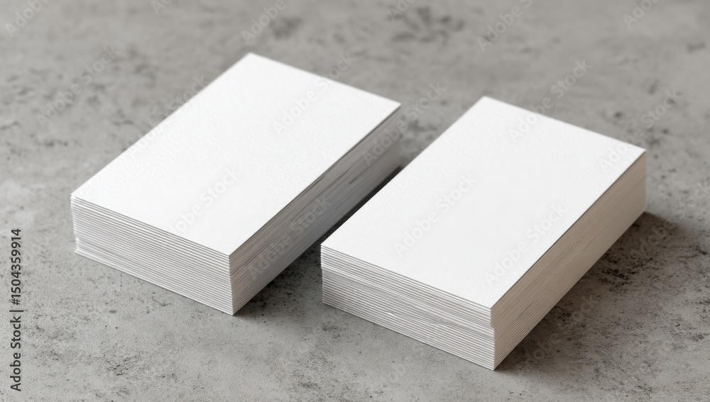 Aufkleber stacks of blank white business cards on concrete, showcasing professional networking and corporate i