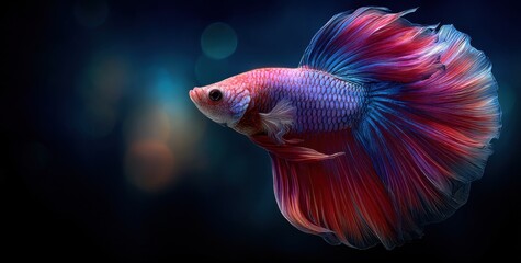 Fototapeta premium Vibrant Betta Fish Swimming Gracefully in Aquarium, Symbolizing Beauty and Creative Inspiration for Aquatic Life Enthusiasts : Generative AI