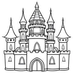 Castle line art for coloring page