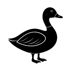 Silhouette of a duck with white outline on the wings