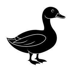 Silhouette illustration of a duck standing on its feet