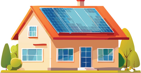 Modern Home Rooftop with Solar Panels Harnessing Sunlight for Clean Energy