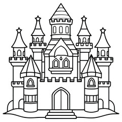 Fototapeta premium Castle line art for coloring page