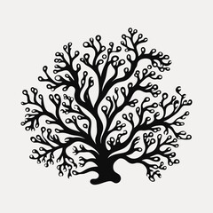 Obraz premium Abstract black tree silhouette vector illustration design nature art graphic element branch leaf forest drawing