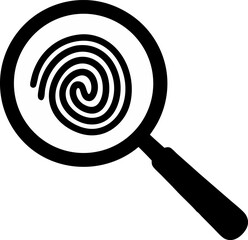 Magnifying Glass With Fingerprint Silhouette Vector