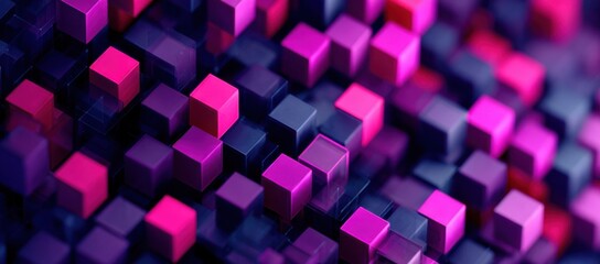 Abstract Arrangement of Pink and Gray Cubes, Representing Innovation and Technological Advancement in the Digital Transformation Era : Generative AI