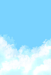 爽やかな青空と雲　背景イラスト　ブルー　水色