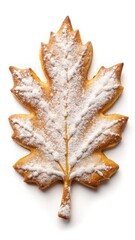 Fototapeta premium Leaf Shaped Cookie with Powdered Sugar on White