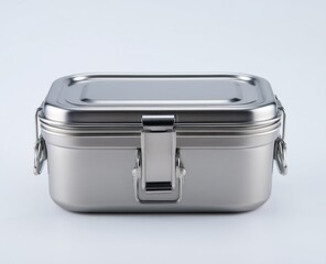 Stainless Steel Lunch Box on White Background, Promoting Sustainable Living and Healthy Eating Habits for a Zero Waste Lifestyle : Generative AI