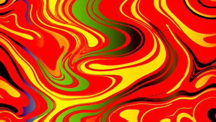 Obraz premium Vibrant Swirl Abstract Background - Red, Yellow, Green Fluid Art
