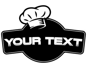 chef hat logo Template, Logotype blank ribbon vector, black and white.