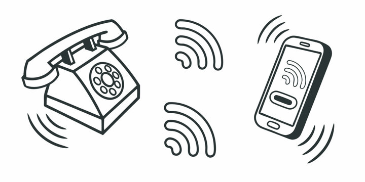 Phone evolution from rotary dial to smart device with wireless connection