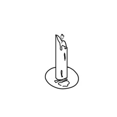 A simple black outline drawing of a burning candle with wax dripping.