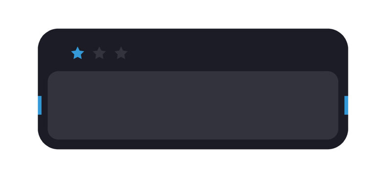 Dark UI Rating Panel with Three Blue Stars. Minimal Interface Review Bar with Star Icons. Modern Feedback Module in Dark Theme