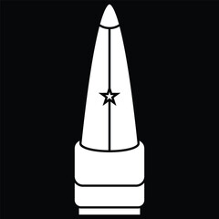 B ullet tank icon illustration. Space rocket on a black background