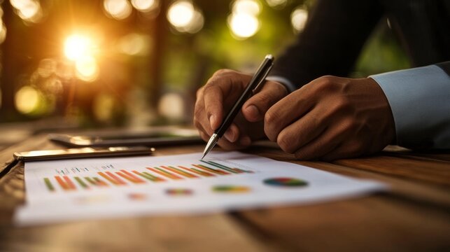manager reviewing social media ad performance with graphs on screen