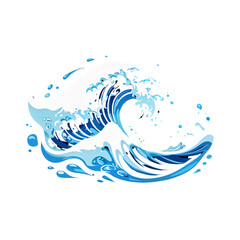 Cartoon Stylized Ocean Wave with Smooth Curves – Transparent Background

