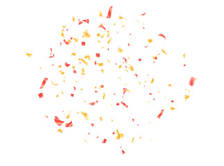 Celebration background with confetti and ribbons gold . Vector illustration.
