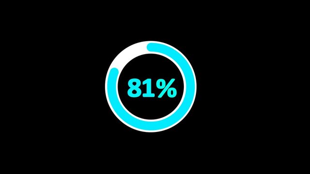 81% animated pie chart video on transparent background &ndash; half circle segment animation, minimal circular info graphic, percentage data visualization, modern graph design.