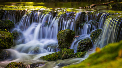 Obraz premium Spectacular water features Wasserspeile inside the baroque Bergpark Wilhelmshohe in Kassel, Germany UNESCO World Heritage