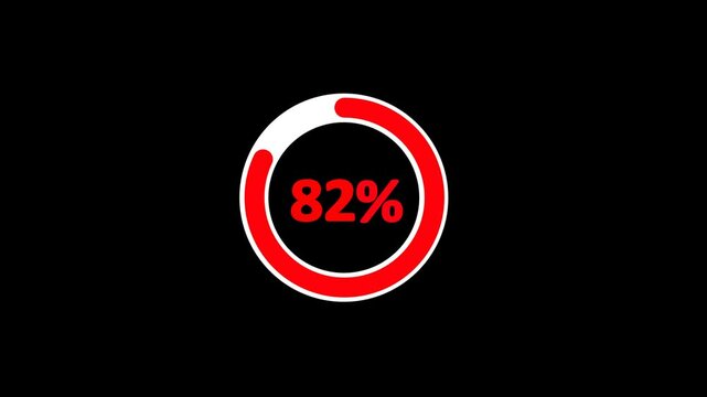 82% animated pie chart video on transparent background &ndash; half circle segment animation, minimal circular info graphic, percentage data visualization, modern graph design.