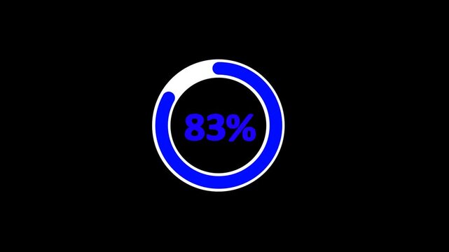 83% animated pie chart video on transparent background &ndash; half circle segment animation, minimal circular info graphic, percentage data visualization, modern graph design.