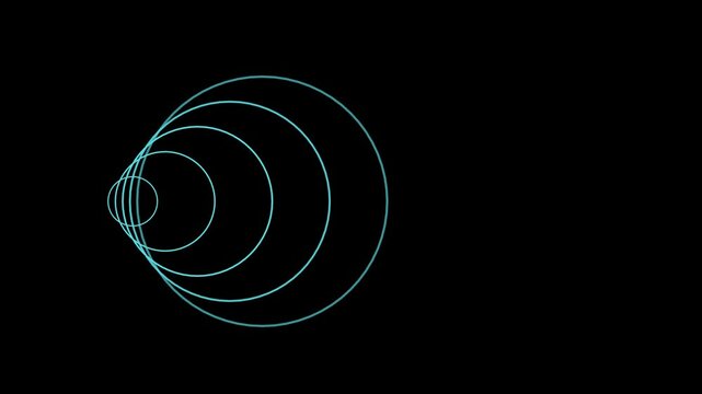 radio waves in the dynamics of motion .Technology radio wave signal background with molecule loop and social media icon animation.