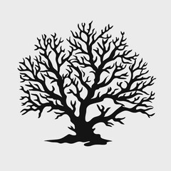 Obraz premium Tree silhouette black nature branch forest design art graphic drawing abstract decoration illustration