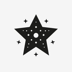 Obraz premium Star vector black white stars sparkle shine night sky space celestial ornament decoration graphic design silhouette