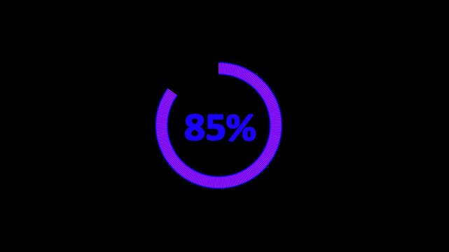 85% animated pie chart video on transparent background &ndash; half circle segment animation, minimal circular info graphic, percentage data visualization, modern graph design.
