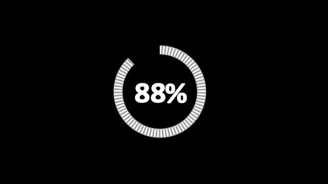 88% animated pie chart video on transparent background &ndash; half circle segment animation, minimal circular info graphic, percentage data visualization, modern graph design.