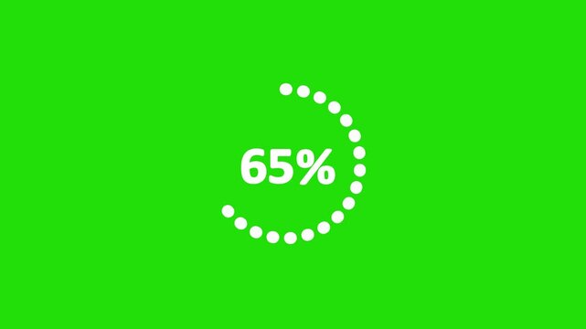 65% animated pie chart video on green background &ndash; half circle segment animation, minimal circular info graphic, percentage data visualization, modern graph design.
