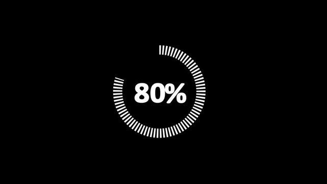 80% animated pie chart video on transparent background &ndash; half circle segment animation, minimal circular info graphic, percentage data visualization, modern graph design.